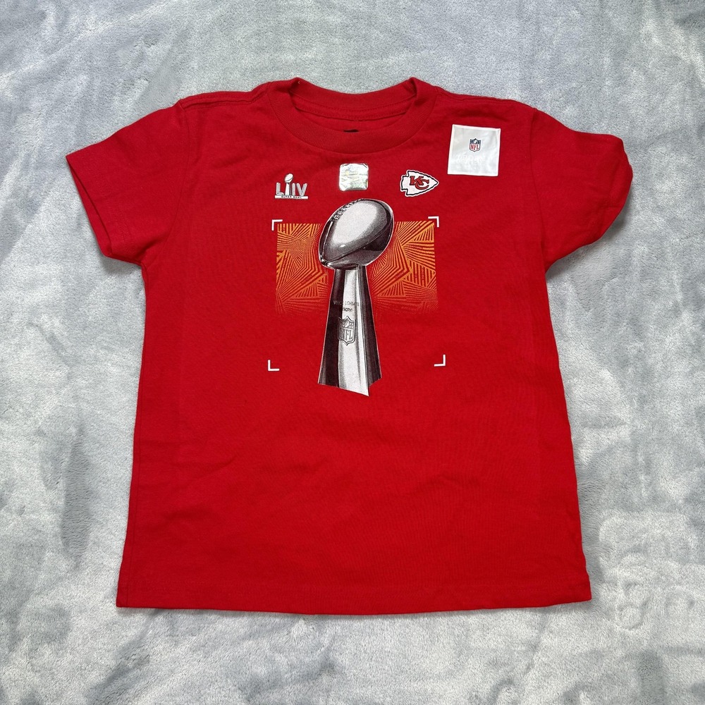 Kansas City Chiefs Shirt Youth 5-6 Red NFL Football Super Bowl LIV Trophy